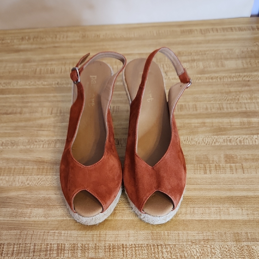 PASEART Chic Rust Espadrille Slingback Sandals, size 40
